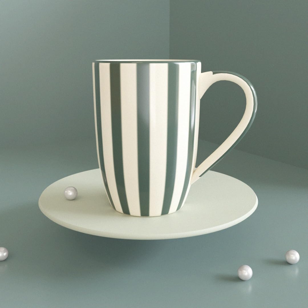 Zest Grey Stripe Coffee Mug - 420ml Each Capacity, Microwave, Dishwasher Safe and Ceramic Coffee Mug for Every Occasion.
