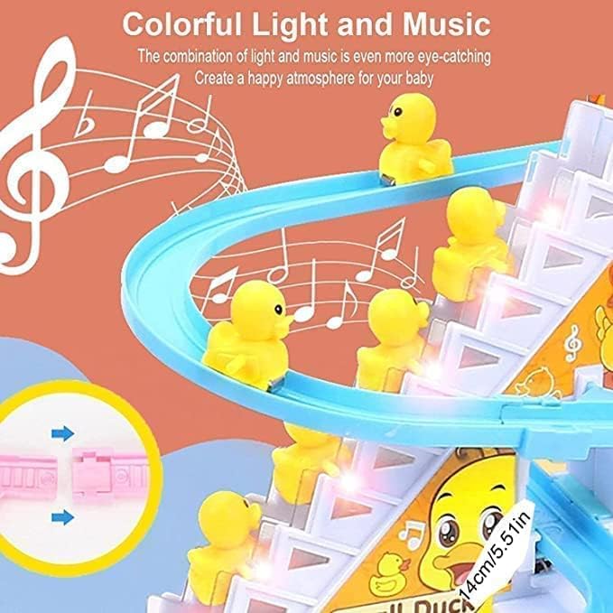 Zest Duck Slide Toy Set | Stair-Climbing Ducklings with Lights & Music | Fun Race Track Toy