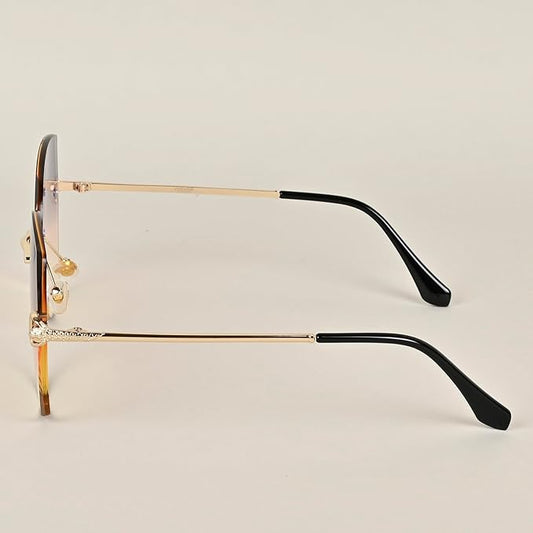 Zest UV Protected Square Women Sunglasses - (Violet Lens | Golden Frame | ZESGW3