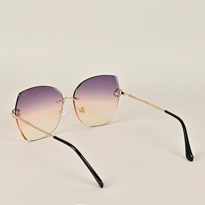 Zest UV Protected Square Women Sunglasses - (Violet Lens | Golden Frame | ZESGW3
