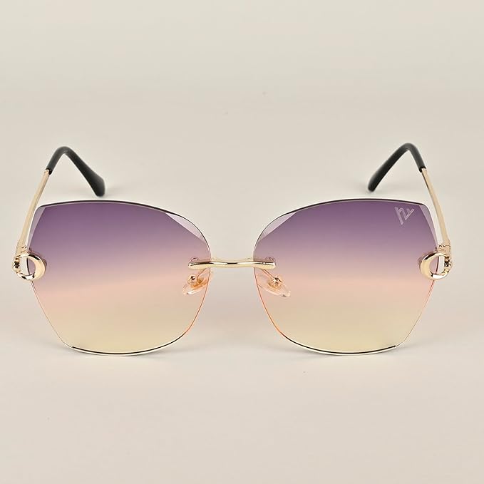 Zest UV Protected Square Women Sunglasses - (Violet Lens | Golden Frame | ZESGW3