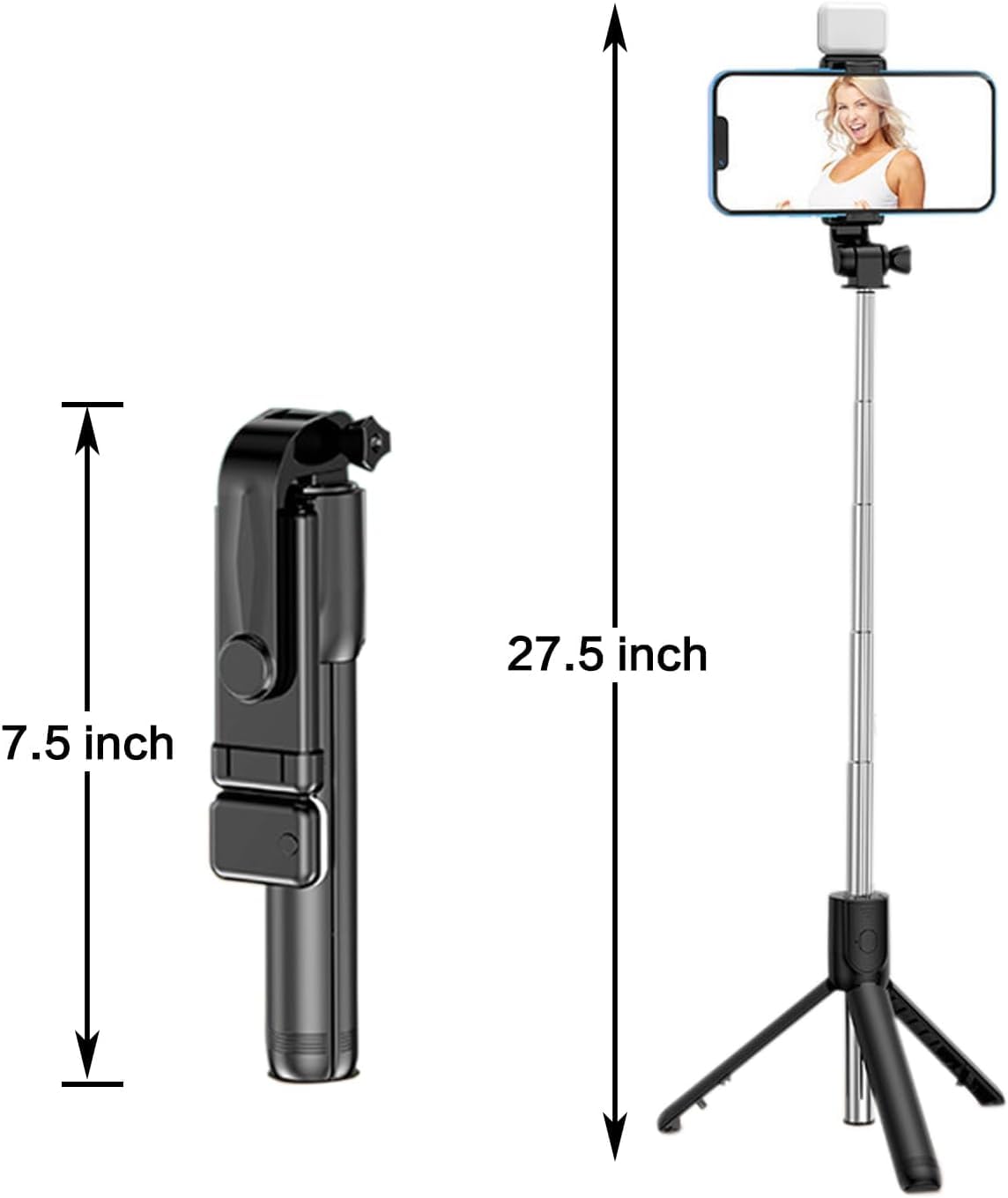 Zest 3-in-1 Selfie Stick Tripod with LED Light & Bluetooth Remote – Adjustable Brightness for Makeup, Vlogging, Selfies & Photo Shoots. ZENG61