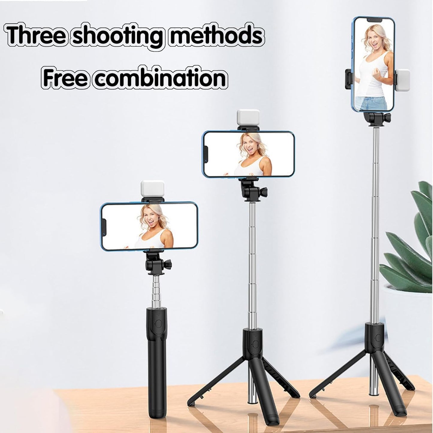 Zest 3-in-1 Selfie Stick Tripod with LED Light & Bluetooth Remote – Adjustable Brightness for Makeup, Vlogging, Selfies & Photo Shoots. ZENG61