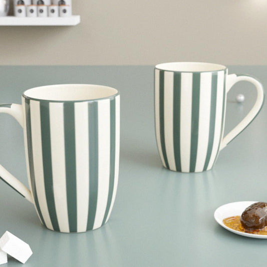 Zest Grey Stripe Coffee Mug - 420ml Each Capacity, Microwave, Dishwasher Safe and Ceramic Coffee Mug for Every Occasion.