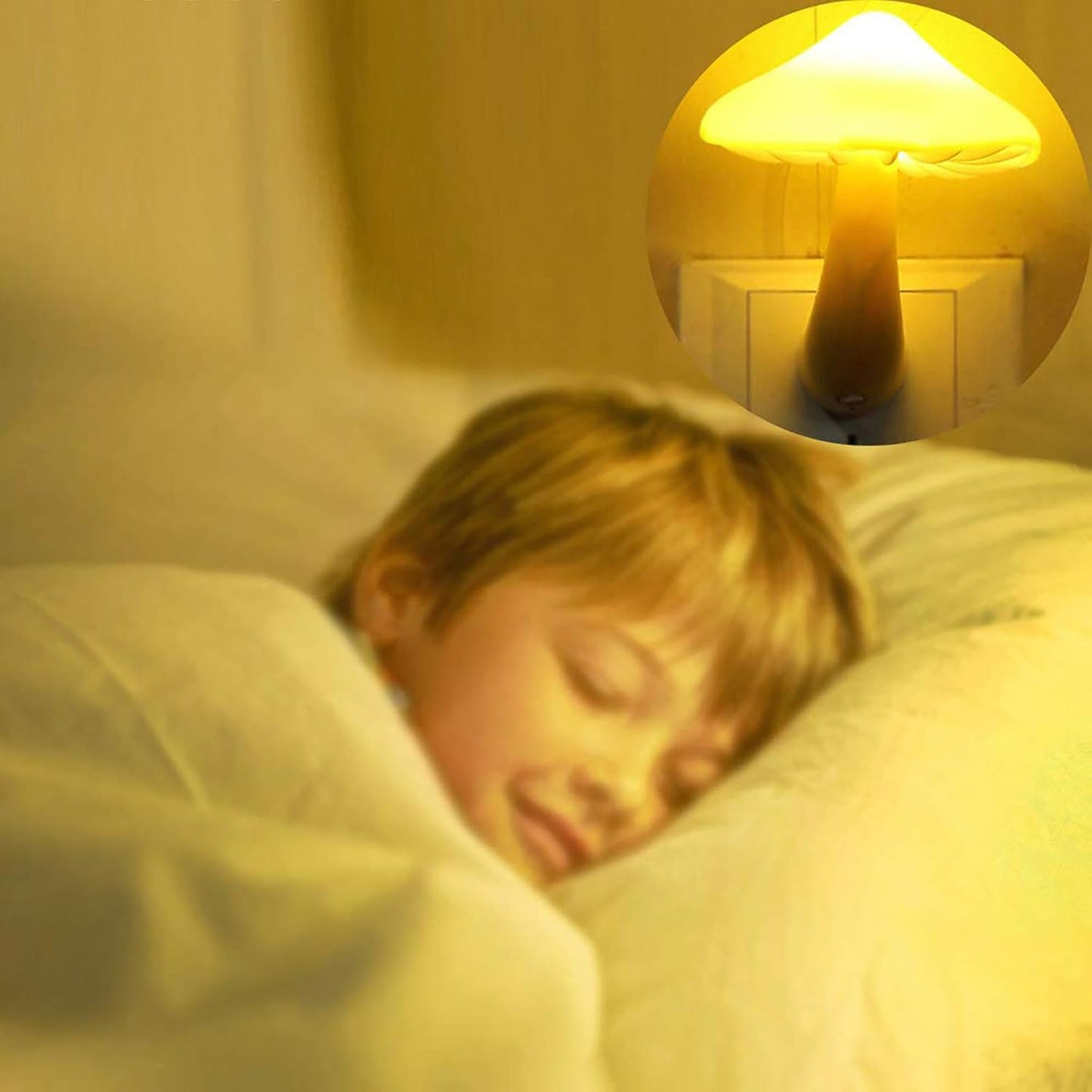 Zest LED Mushroom Night Light with Light Sensor – EU Plug, Wall Socket Lamp for Bedroom & Home Decor