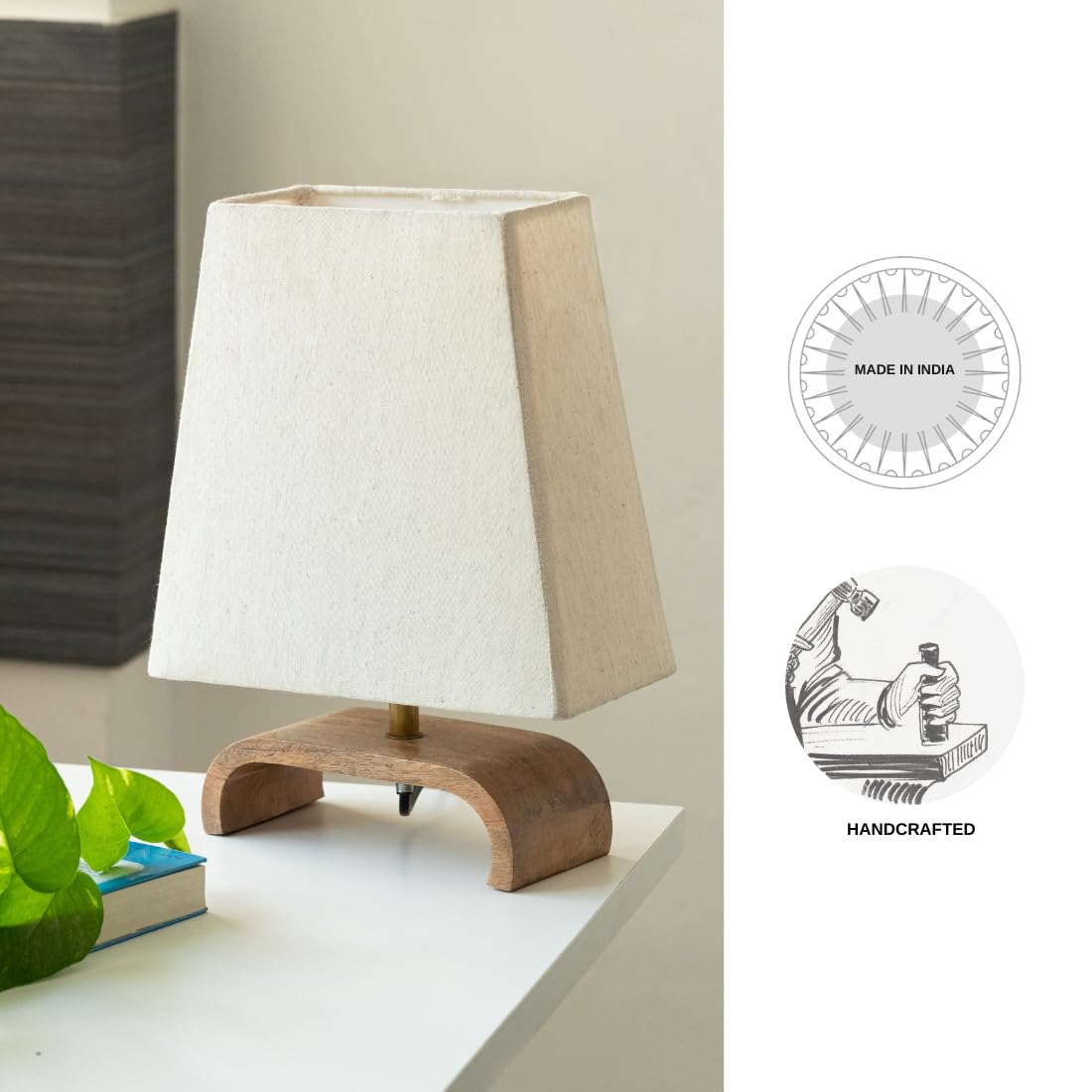 Zest Wooden Incandescent Table Lamps for Home Decoration Table Lamp for Bedroom Bedside Lamp for Living Room