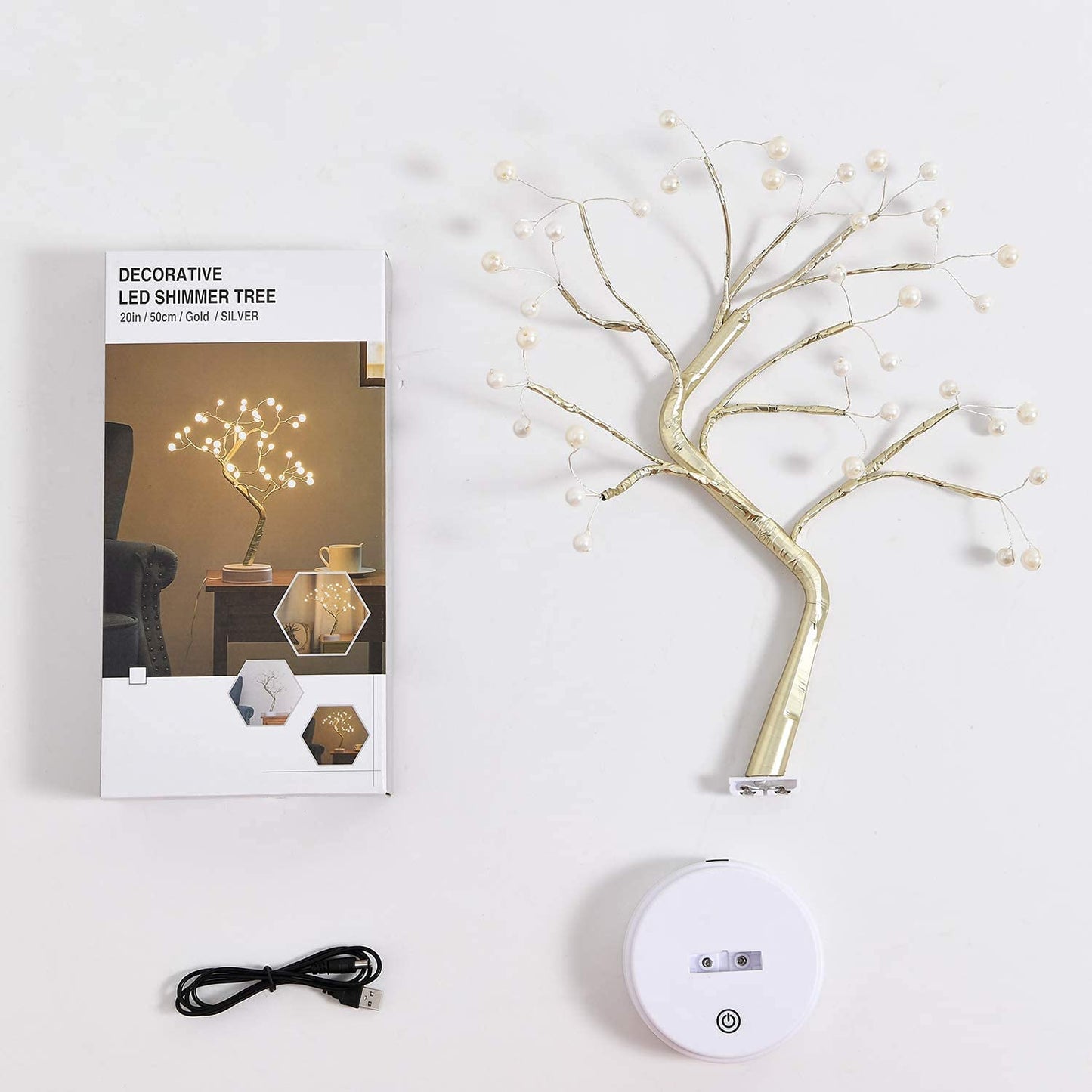 Zest 36 LED Pearl Bonsai Tree Lamp with Touch Switch, USB & Battery Operated Decorative Light for Home and Bedroom