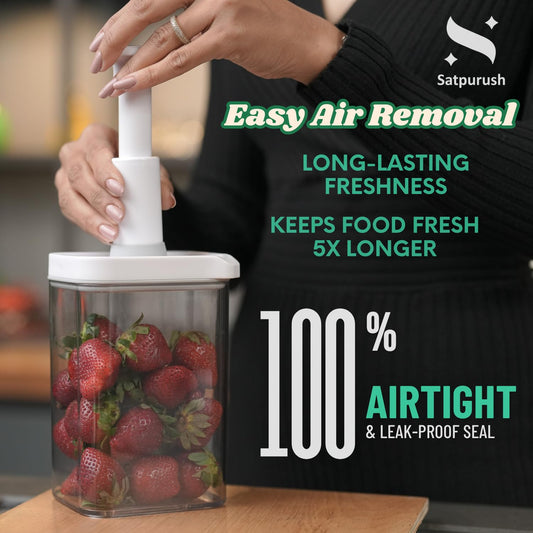 Zest Vacuum Fridge Storage Containers - Fridge Organiser Storage Boxes for Kitchen Accessories Items for Home-Freezer and Refrigerator