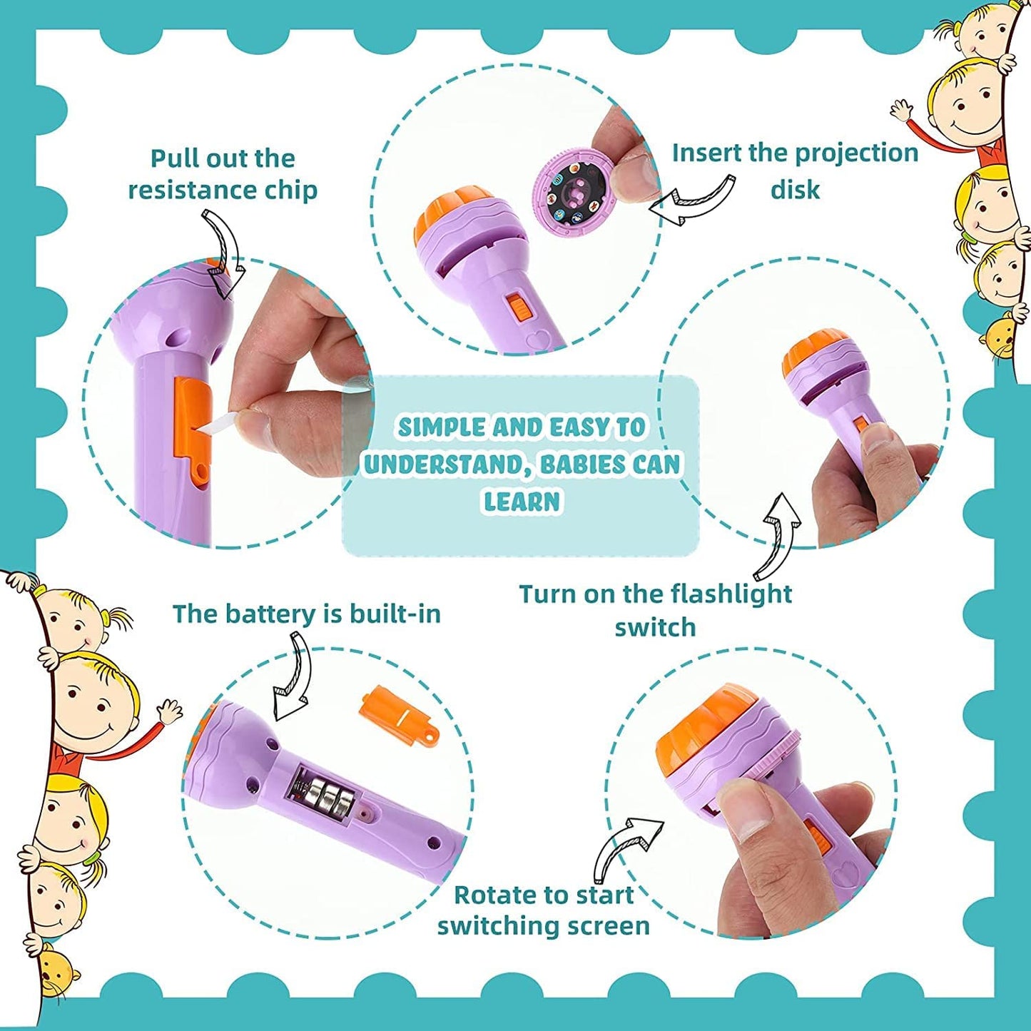 Zest Kids Projector Torch | 24 Picture Slides | Educational Light Toy for Ages 2–5 | Fun & Interactive Learning