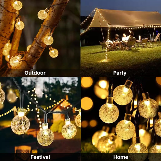 Zest Festive Diwali & Christmas Decor – LED Lights & Home Decoration Essentials | Crystal Ball String Lights – 14 LED, 3M Warm White Waterproof Fairy Lights for Home & Party Decor