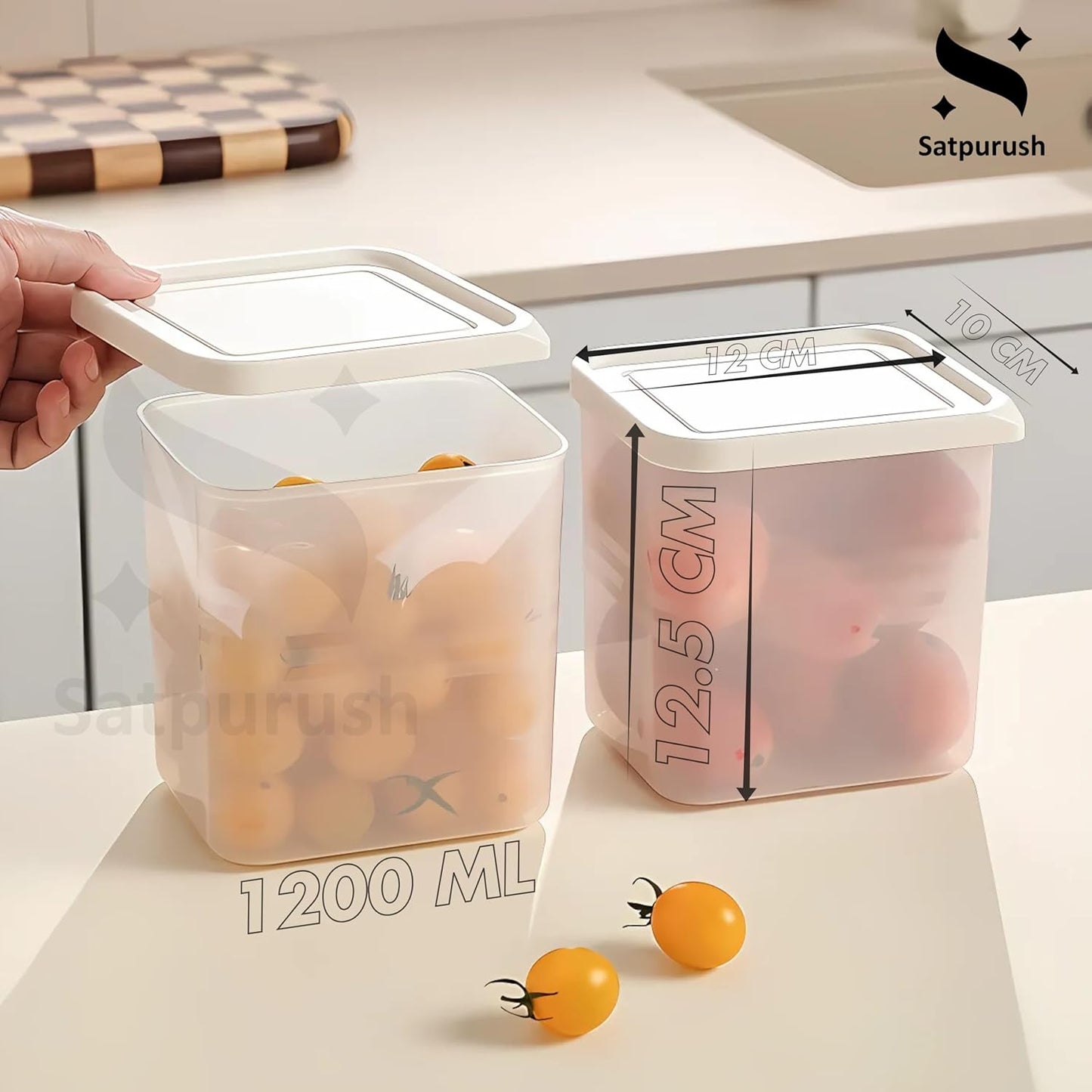 Zest Fridge Storage Boxes (Pack of 6) Freezer, Refrigerator Organizer Containers Kitchen Storage Container Set Kitchen Accessories Items for Home 1200 ml Food Storage Box and Plastic, White
