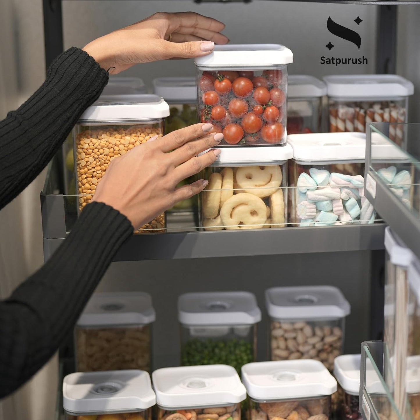 Zest Vacuum Fridge Storage Containers - Fridge Organiser Storage Boxes for Kitchen Accessories Items for Home-Freezer and Refrigerator