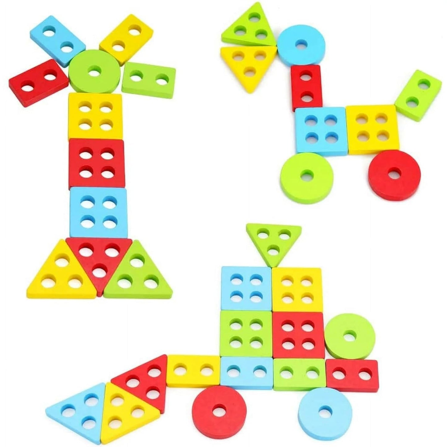 Zest Wooden Geometric Shape Puzzle | Montessori Learning Toy for Kids 3+ | Stacking & Sorting | Multicolour