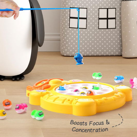 Zest Electronic Fishing Game | Rotating Fish Toy with 15 Fish & 4 Rods | Fun Skill-Building Game for Kids