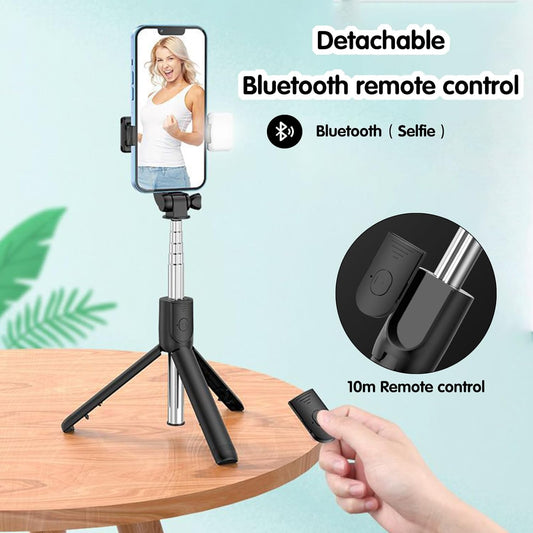 Zest 3-in-1 Selfie Stick Tripod with LED Light & Bluetooth Remote โ Adjustable Brightness for Makeup, Vlogging, Selfies & Photo Shoots. ZENG61