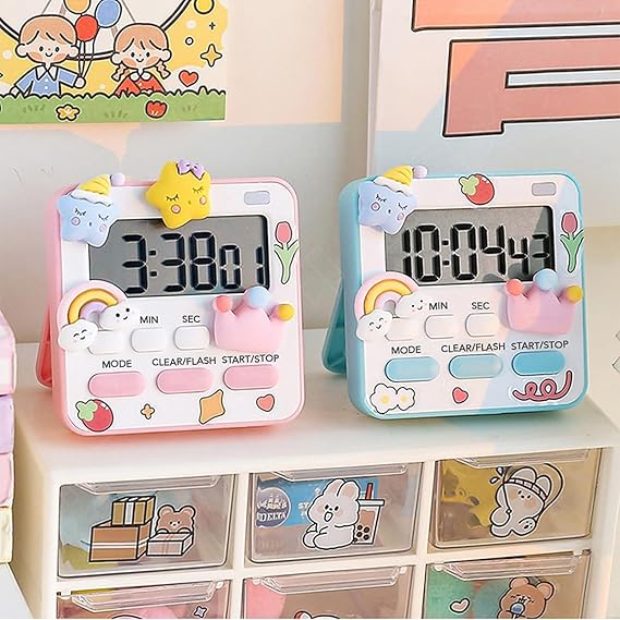 Zest Digital Timer & Stopwatch | Large Display, Loud Alarm, Magnetic Stand | Pink & White