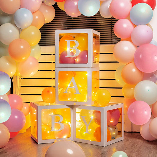 Zest Lil' Celebrations - 45 Pcs. Baby Combo Kit, Baby Shower Decorations, Latex, Balloons, Lights, Baby Shower Decor, Party Supplies and Multicolor