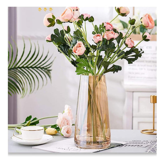 Zest Decorative Glass Vase for Flowers Plants Home Decor Office Living Table Decorations, Vases for Home Decor, Luster Glass Vase, Heavy Weight and Sturdy