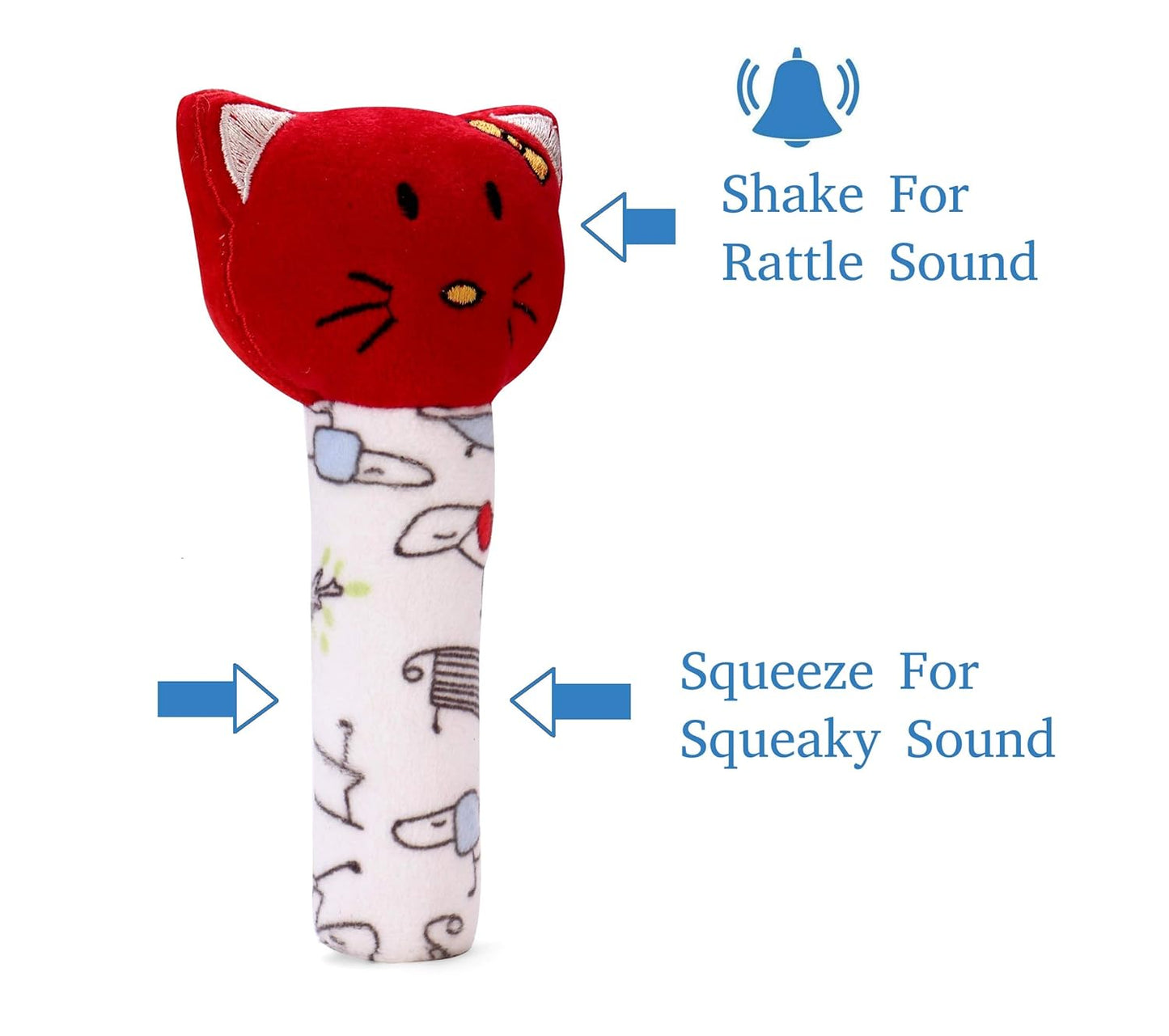 Zest 3-in-1 Infant Soft Toy Combo | Kitty & Bunny Rattles with 11cm Ball | Red | Super Saver Set
