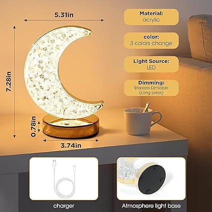 Zest 3D Crystal Ball With LED Wooden Base and Solar System Night Light, Galaxy Lamp, Moon Light With USB Powered