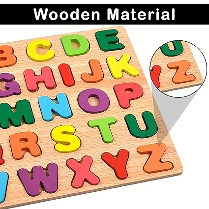 Zest Wooden 3D Alphabet, Number & Shape Puzzle | Educational Montessori Toy for Preschoolers | Multicolour