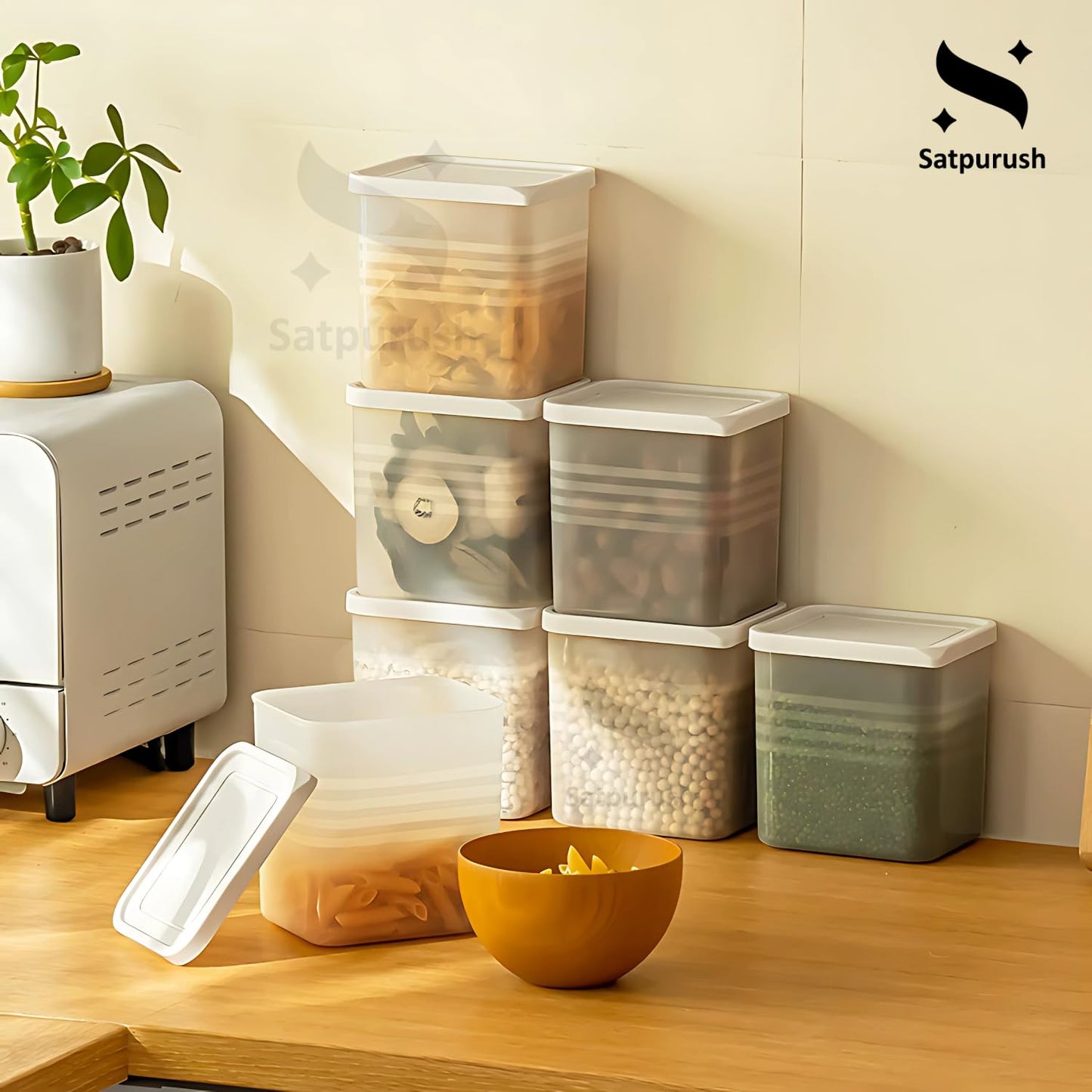 Zest Fridge Storage Boxes (Pack of 6) Freezer, Refrigerator Organizer Containers Kitchen Storage Container Set Kitchen Accessories Items for Home 1200 ml Food Storage Box and Plastic, White
