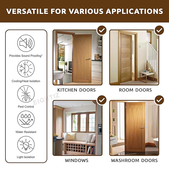 Zest Pack of 6 Door Guard Bottom Seal Strips – 39 Inch Gap Filler | Noise & Dust Proof, Energy Saving, Insect & Rat Protector"