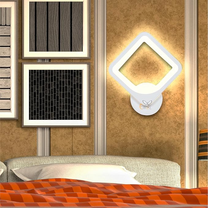 Zest White Body Wall Light β Warm White Square Wall Lamp for Home & Bedroom