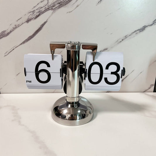 Retro Flip Calendar Wall Clock – Creative Balance Shape Flip Alarm Clock For Home Decor