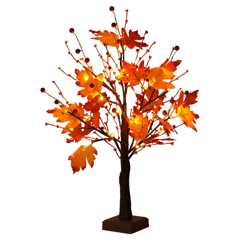 Tree IP65 Waterproof LED Maple Leaf Tree Lamp – Red Fruit Design, Indoor/Outdoor Decorative Lighting for Christmas, Harvest, Parties & Home Décor