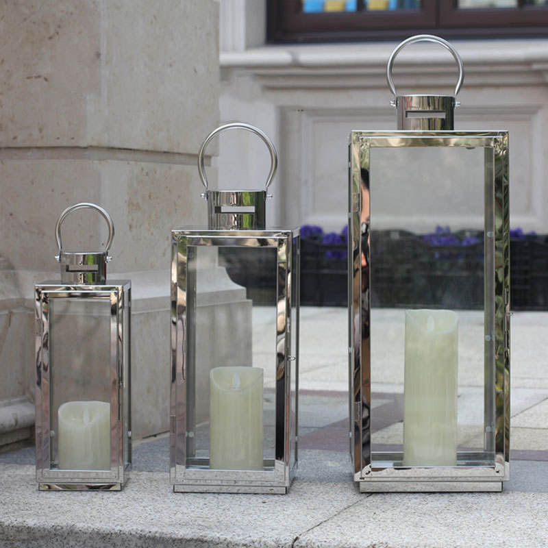 Set Of 3 Stainless Steel Candle Lanterns – Decorative Metal Holders For Home Decor