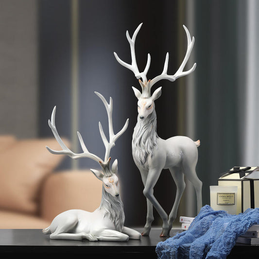 Luxury Resin Elk Statues – Handmade Animal Decoration For Home, TV & Wine Cabinet
