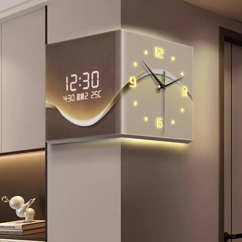 Silent Double-Sided Acrylic Wall Clock – USB Digital Needle Display For Home Decor