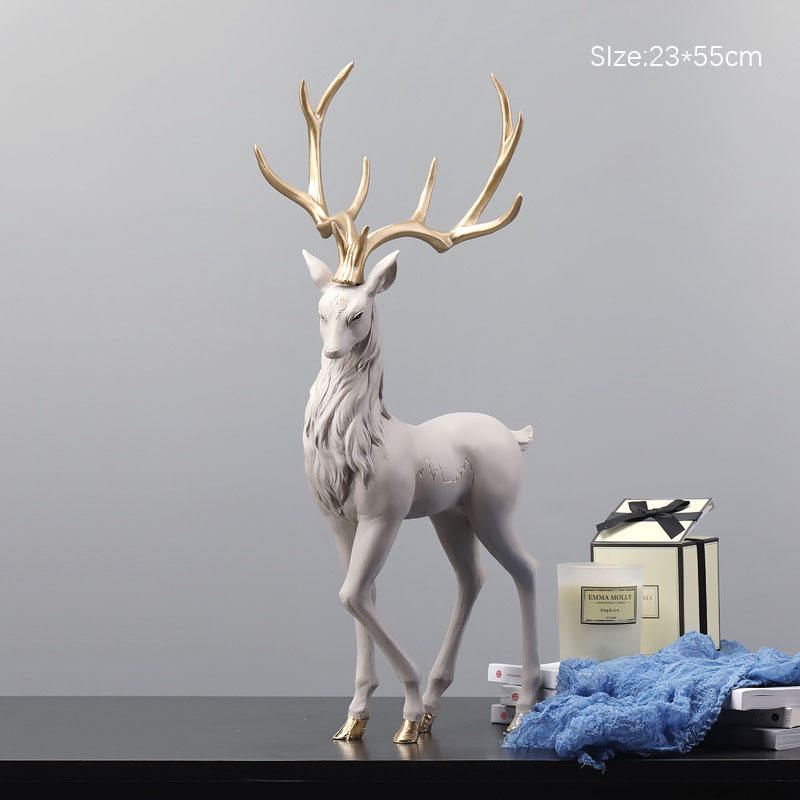 Luxury Resin Elk Statues – Handmade Animal Decoration For Home, TV & Wine Cabinet