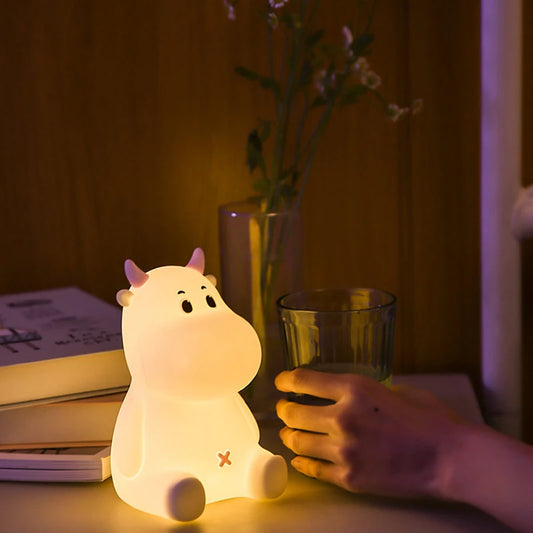 Cow Night Light – Soft Silicone LED Touch Lamp for Kids
