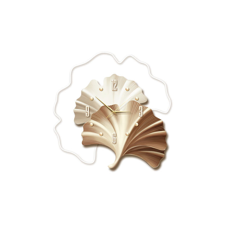 Modern Elegant Ginkgo Leaf Wall Clock with LED Light – Creative Acrylic Design, Ultra-Quiet Needle for Living Room & Home Décor