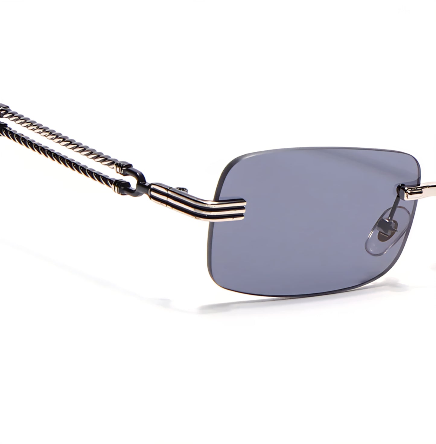 Sunglasses | Barrel | Smoked Black Rimless Silver Frame - ZESG67