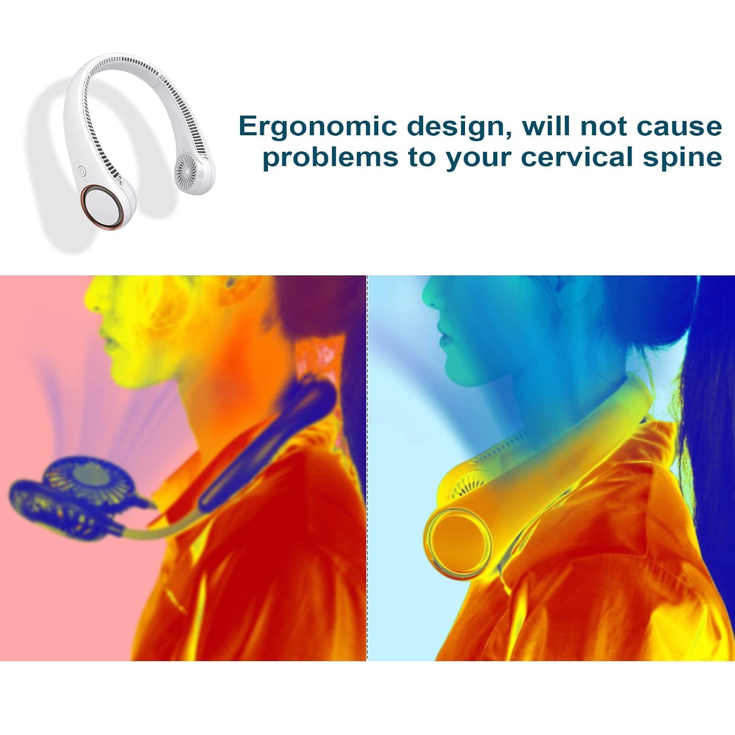 Zest Portable Neck Fan – 5200mAh, Strong Wind, 360° Cooling, Quiet & Tangle-Free