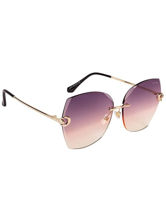 Zest UV Protected Square Women Sunglasses - (Violet Lens | Golden Frame | ZESGW3