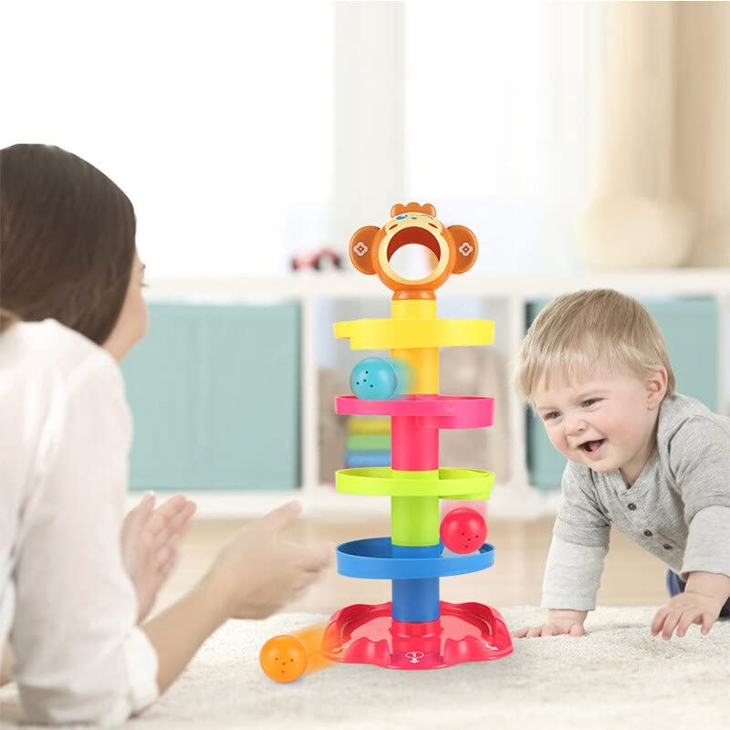Zest Rolling & Swirling Ramp Toy | 5-Layer Ball Drop Tower with Rattle Balls | Baby & Toddler Fun Toy