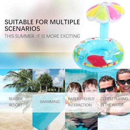 Zest Baby Swim Float with Umbrella | Mushroom Pool Toy for Kids (2-8 Years) | Summer Fun Multicolor Float