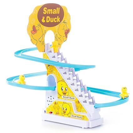 Zest Duck Slide Toy Set | Stair-Climbing Ducklings with Lights & Music | Fun Race Track Toy
