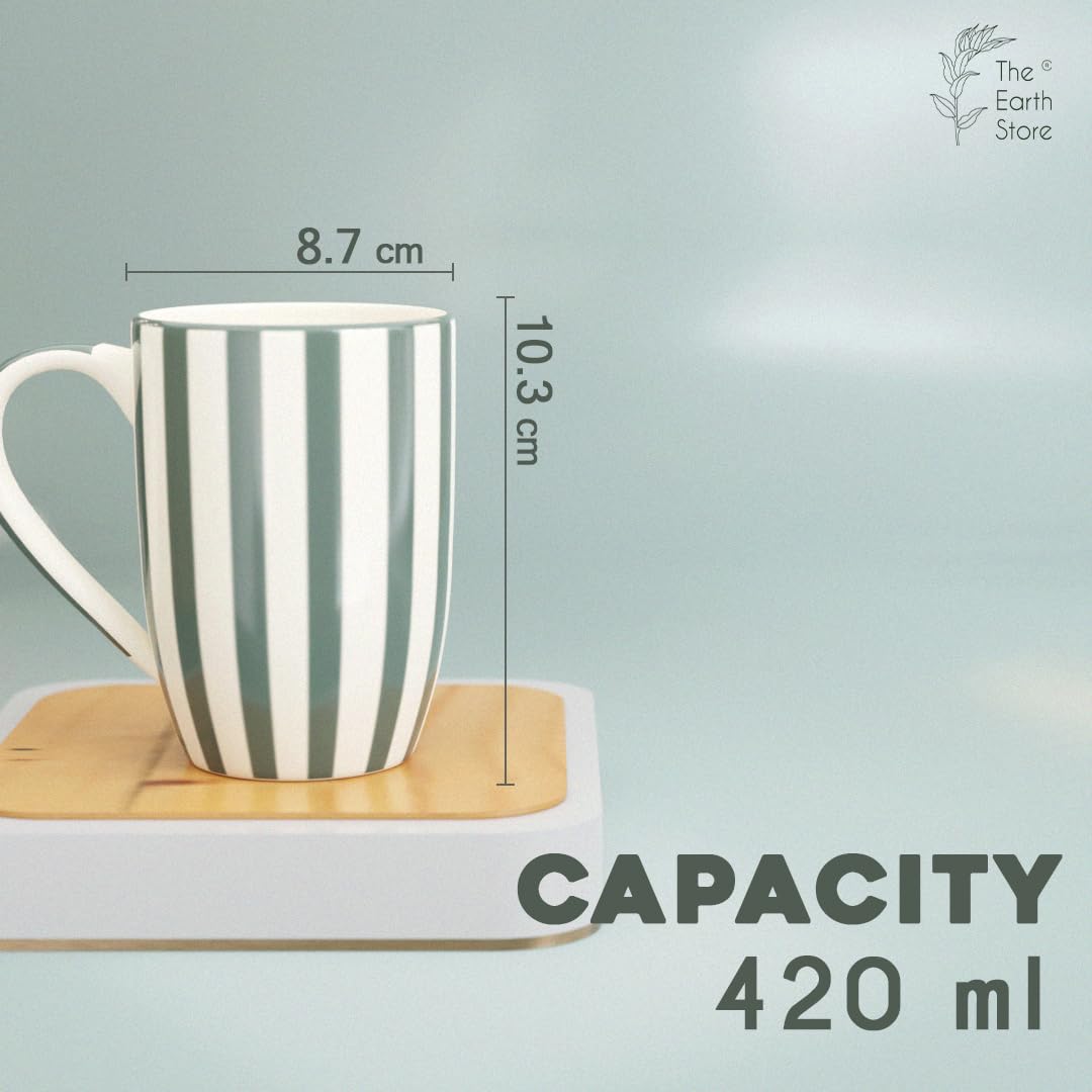 Zest Grey Stripe Coffee Mug - 420ml Each Capacity, Microwave, Dishwasher Safe and Ceramic Coffee Mug for Every Occasion.