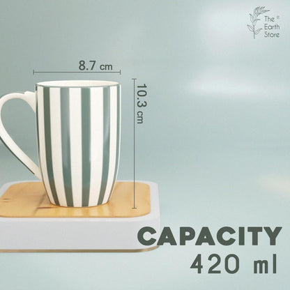 Zest Grey Stripe Coffee Mug - 420ml Each Capacity, Microwave, Dishwasher Safe and Ceramic Coffee Mug for Every Occasion.