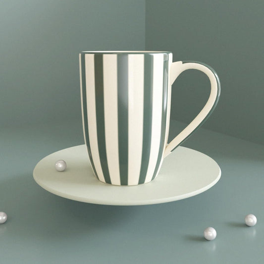 Zest Grey Stripe Coffee Mug - 420ml Each Capacity, Microwave, Dishwasher Safe and Ceramic Coffee Mug for Every Occasion.