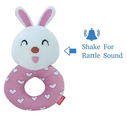 Zest 3-in-1 Infant Soft Toy Combo | Kitty & Bunny Rattles with 11cm Ball | Red | Super Saver Set