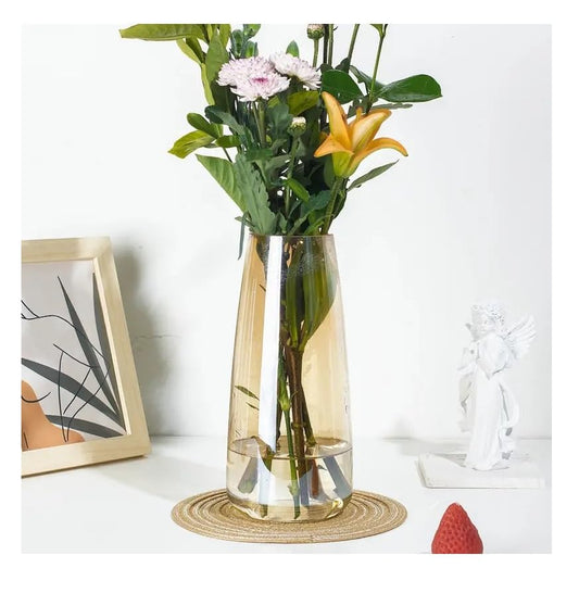 Zest Decorative Glass Vase for Flowers Plants Home Decor Office Living Table Decorations, Vases for Home Decor, Luster Glass Vase, Heavy Weight and Sturdy