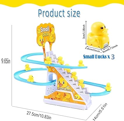 Zest Duck Slide Toy Set | Stair-Climbing Ducklings with Lights & Music | Fun Race Track Toy