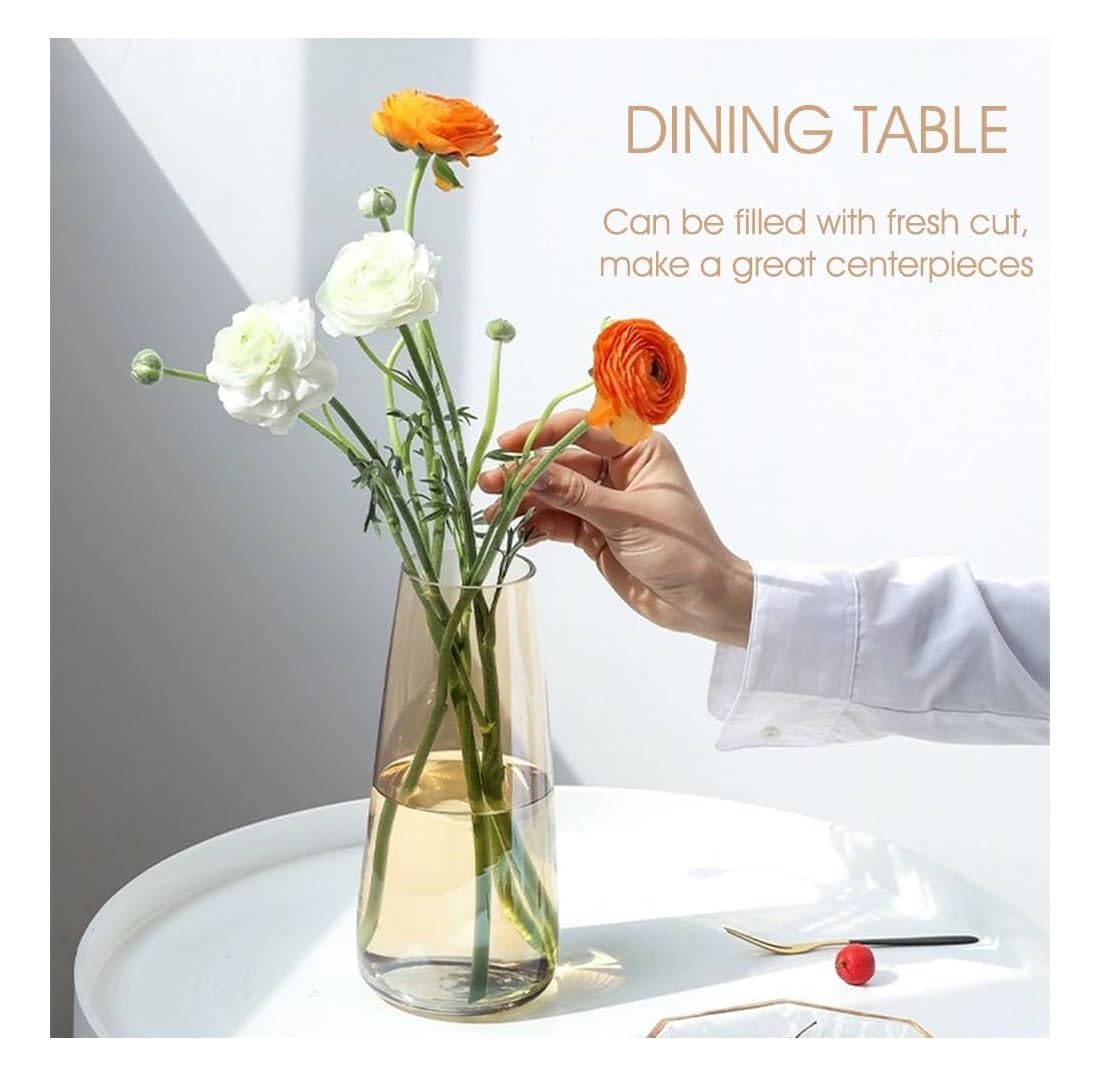 Zest Decorative Glass Vase for Flowers Plants Home Decor Office Living Table Decorations, Vases for Home Decor, Luster Glass Vase, Heavy Weight and Sturdy
