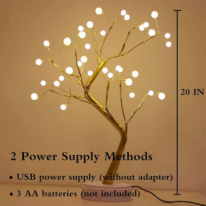 Zest 36 LED Pearl Bonsai Tree Lamp with Touch Switch, USB & Battery Operated Decorative Light for Home and Bedroom
